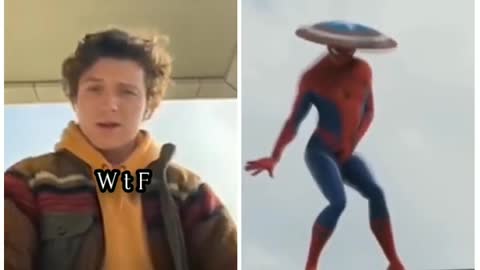 Tom Holland reaction to viral funny Spiderman dance.