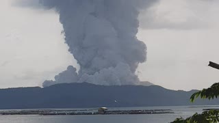 Ash Clouds Rise from Taal Volcano Eruption