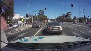 Truck Narrowly Misses Stopped Traffic