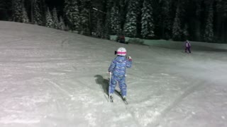 Talented Six-Year-Old Girl Tackles The Ski Slopes At Night