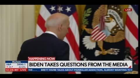 WOW! Biden Wanders Away from Podium During First Presser Then Starts Talking without a Microphone