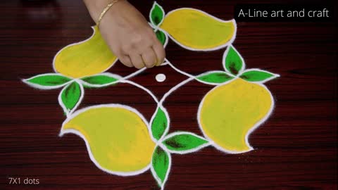 Simple and easy mango Rangoli for beginners