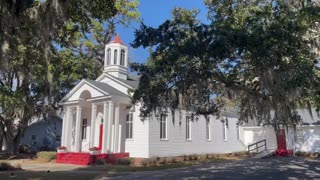 Pretty Little Church Surrounded by Live Oaks & Spanish Moss