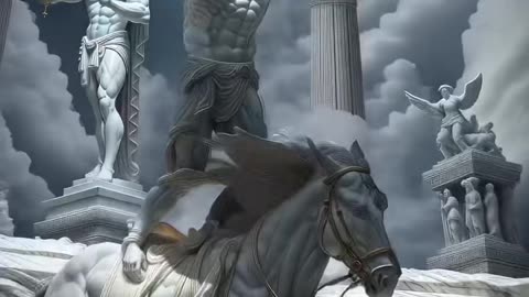 Ares riding through Olympus .