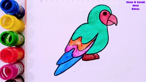 Parrot Drawing, Painting and Coloring for kids and toddlers