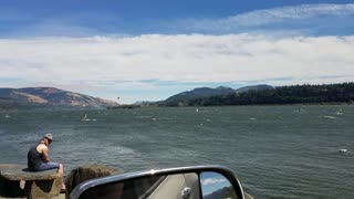 Surfboard Sailing on the Columbia River