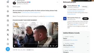 British Brown shirts arrest Jounalist 'Tommy Robinson' Ordered by Extremist pro-Jihad Sadiq Khan!!