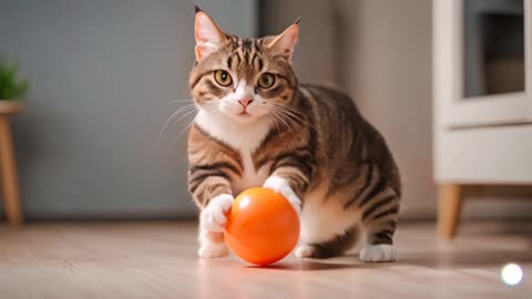 cat plays with a ball😍😍😍