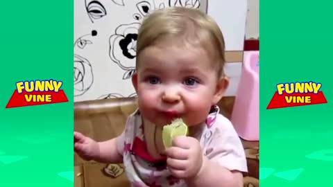 cute Babies eats lemons for the first time - funny funny