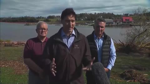 Canada: Fiona aftermath: PM Trudeau speaks with reporters in Stanley Bridge, P.E.I.