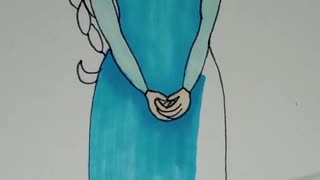 Elsa Inspired Fashion Illustration Speed Colouring