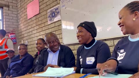 South Africa election: President Ramaphosa votes