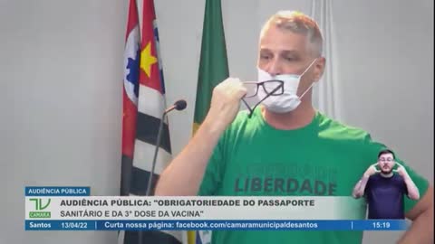 Eng. Eletrônico Gustavo Mendes na Audiência Pública da Câmara de Santos Passaporte Sanitário