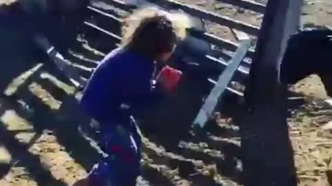 Angry goat! Goat hitting the little girl 😨