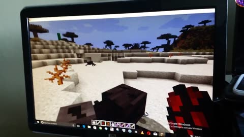 Teaching angry dad to tame a wolf in minecraft. .