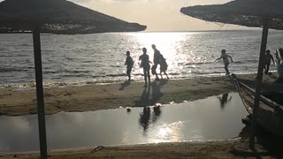Boys Having Fun In Lovers Beach Qarun Lake