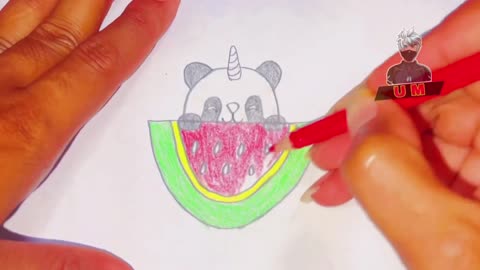 Bear 🐻 eat watermelon 🍉, how to draw bear eat watermelon 🐻🍉