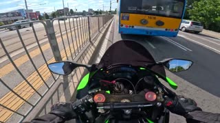 ZX10R fighting the traffic