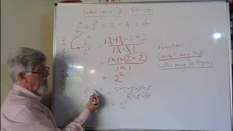 Math Index Laws or Exponent Set A 03 Simple Division Mostly for Years/Grade 7 and 8