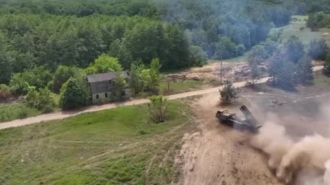 Russian forces deploy self-propelled multiple rocket launcher ‘Uragan’ against camouflaged Ukrainian