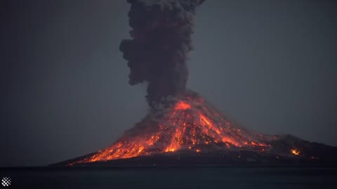 Spectaculary eruption in Krakatoa volcano from 25 october 2018