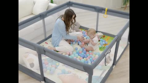 Baby Playards for Infants with Soft Breathable Mesh,Baby Play Yard with Gate,https://amzn.to/3Iqhz87