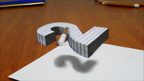 3D Trick Art On Line Paper, Floating Number 2