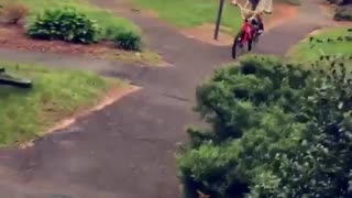 Guy rides bike with no breaks runs into fence