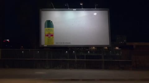 AN INSECT REPELLENT BRAND CREATED A BILLBOARD DOUBLE AS A HUGE MOSQUITO TRAP! IT COVERED A PORTION OF BILLBOARD WITH TRANSPARENT GLUE IN SHAPE OF A SPRAY