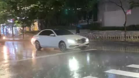 Heavy Rain at crosswalk