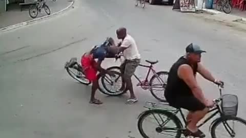 funny bike accident on the road