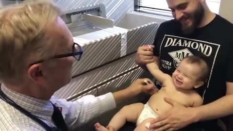 Doctor Distracts Baby From Shots With Goofy Song