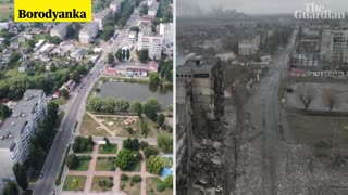 Ukraine - drone footage shows before war and after the invasion