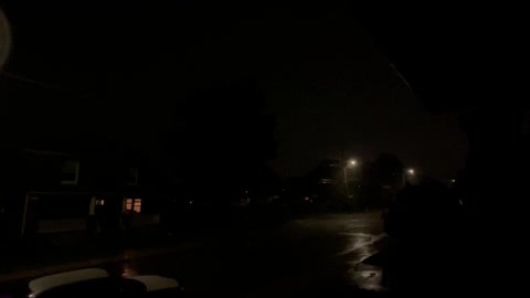 Close Lightning Strikes Lights up Street