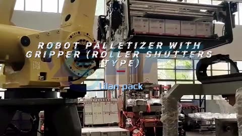 Robot palletizer with gripper (roller shutters type) #packging#foryou#palletizer#robot