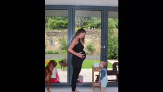 Cute pregnancy time lapse with excited toddler