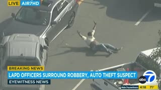 WOW: Grand Theft Auto Suspect Creates Spectacle While Surrendering To The Police