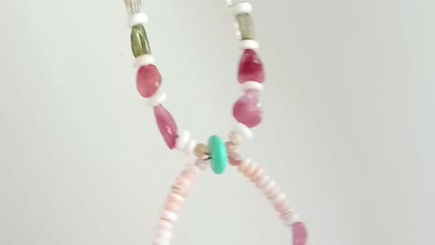 Tourmaline Rubellite Apyrite beads sakura onyx gemstone pink princess spiny oyster necklace
