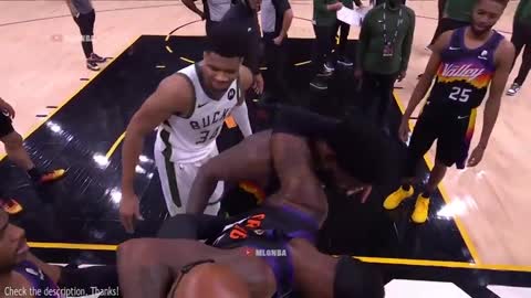 Giannis trucks Torrey Craig then shows sportsmanship! Bucks vs Suns Game 2