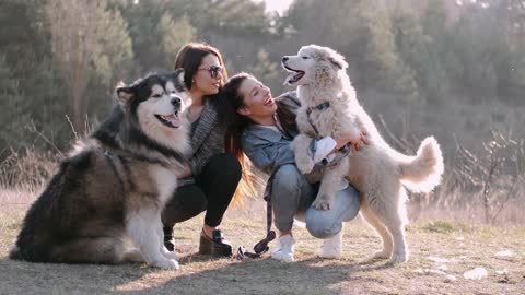 Women Holding Their Dogs