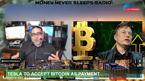 Money Never Sleeps Radio With Louis Velazquez, Tesla and Bitcoin March 24, 2021