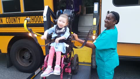 Little Girl With Cerebral Palsy Extremely Excited For First Day Of School