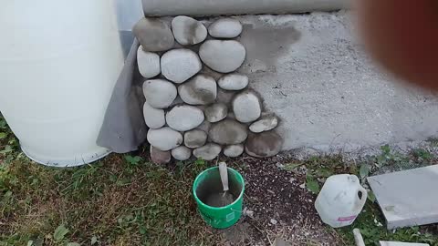 Aircrete faux stone over styropaperaircrete wall!