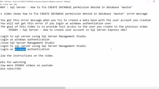 IPGraySpace: SQL Server - How to fix CREATE DATABASE permission denied in database master