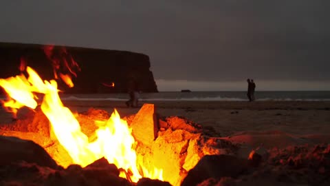 Campfire & Ocean Waves White Noise | Relax, Focus or Sleep Better