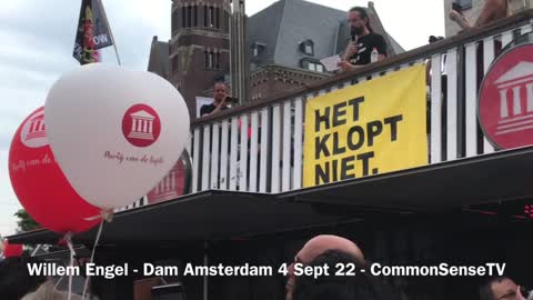 Willem Engel spreekt op de Dam - “Stop de permanente wet” - Amsterdam 4 Sept. 22 - CSTV