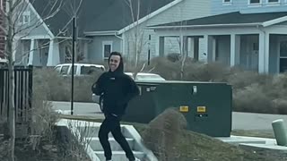 Man Has Fun With Tumbleweeds During Windstorm