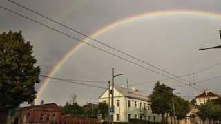 Perfect rainbow in the town