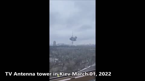 Russian Attack TV Antenna Tower In Kiev