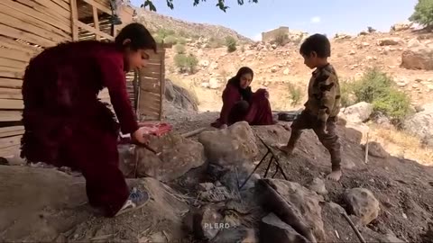 Preparation of curd in a traditional way by the nomadic family